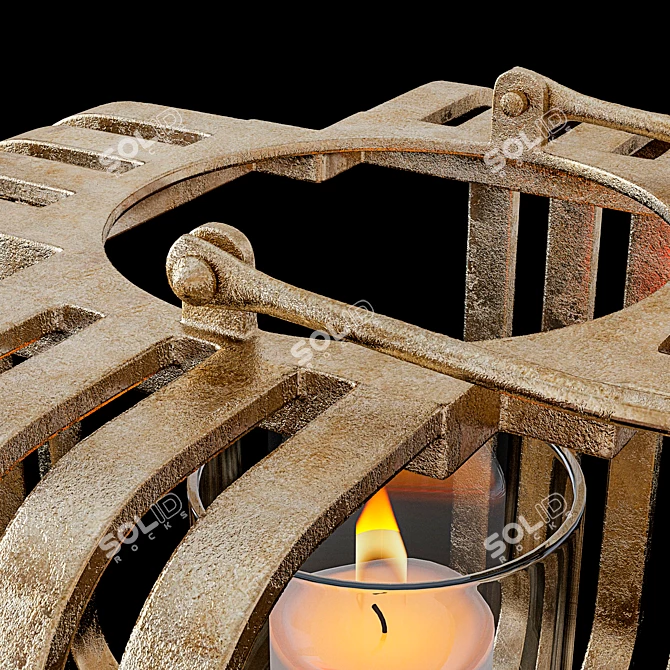 Elegant Golden Cage Candleholder 3D model image 2