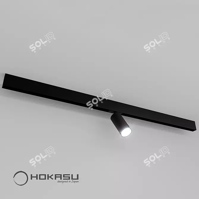 Sleek Magnetic Spotlight: HOKASU OneLine+ Spot 3D model image 1