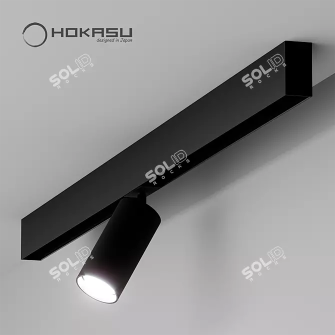 Sleek Magnetic Spotlight: HOKASU OneLine+ Spot 3D model image 3