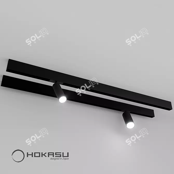Sleek Magnetic Spotlight: HOKASU OneLine+ Spot 3D model image 4