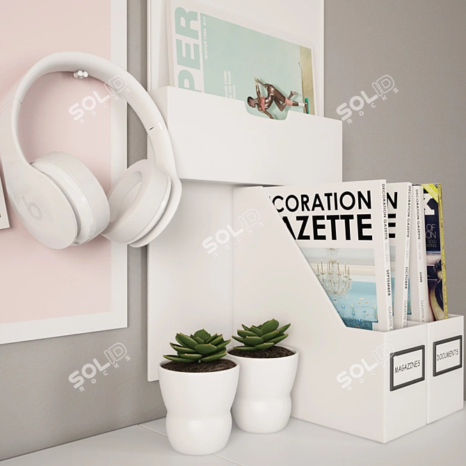 Customizable Desk Set with Swivel Chair 3D model image 3
