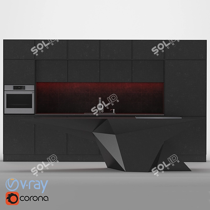 Abstract Geometric Kitchen 3D model image 1