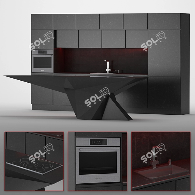 Abstract Geometric Kitchen 3D model image 2