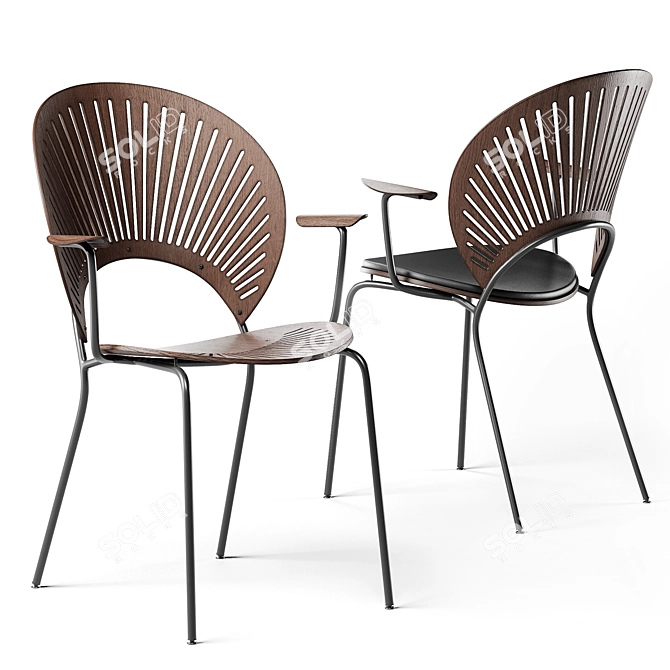 Modern Wood and Steel Trinidad Chair 3D model image 1