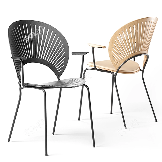 Modern Wood and Steel Trinidad Chair 3D model image 2