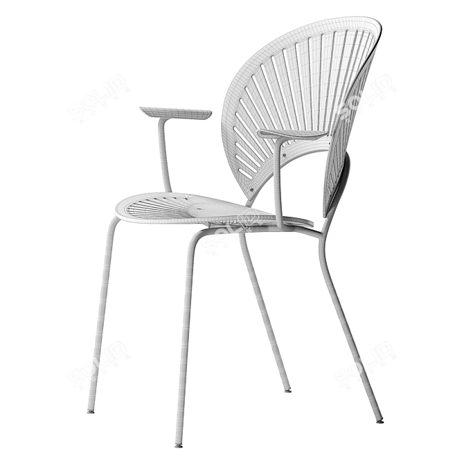 Modern Wood and Steel Trinidad Chair 3D model image 4