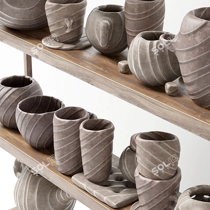 Clay Dishes Rack No.5: Effortlessly Organize Your Collection 3D model image 4