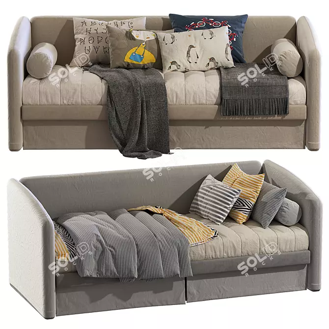 Carletto Plus Bed Sofa: Stylish and Comfortable 3D model image 1