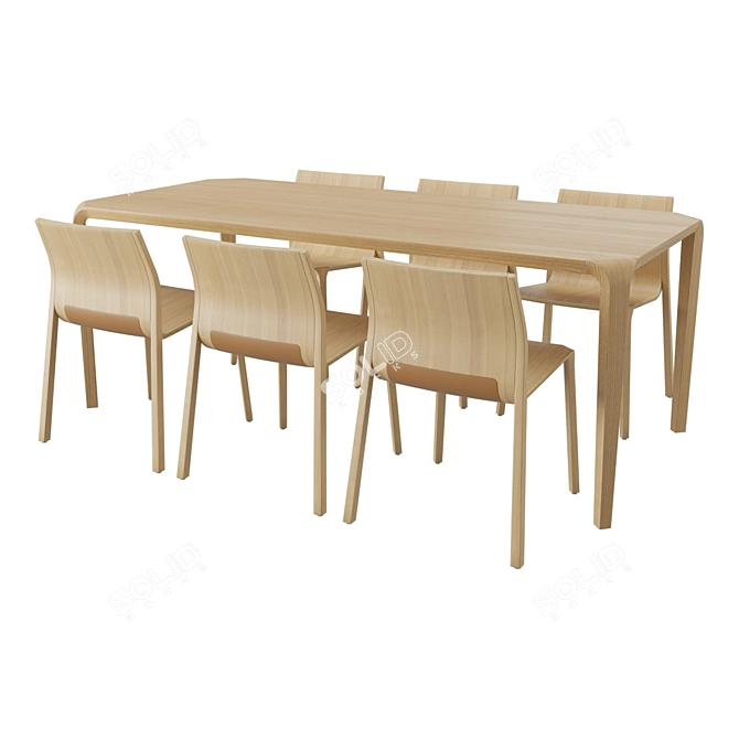 Modern Ondarreta Silu Dining Set 3D model image 2