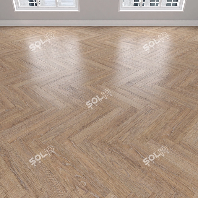 Parquet Oak: Herringbone, Linear, Chevron 3D model image 3