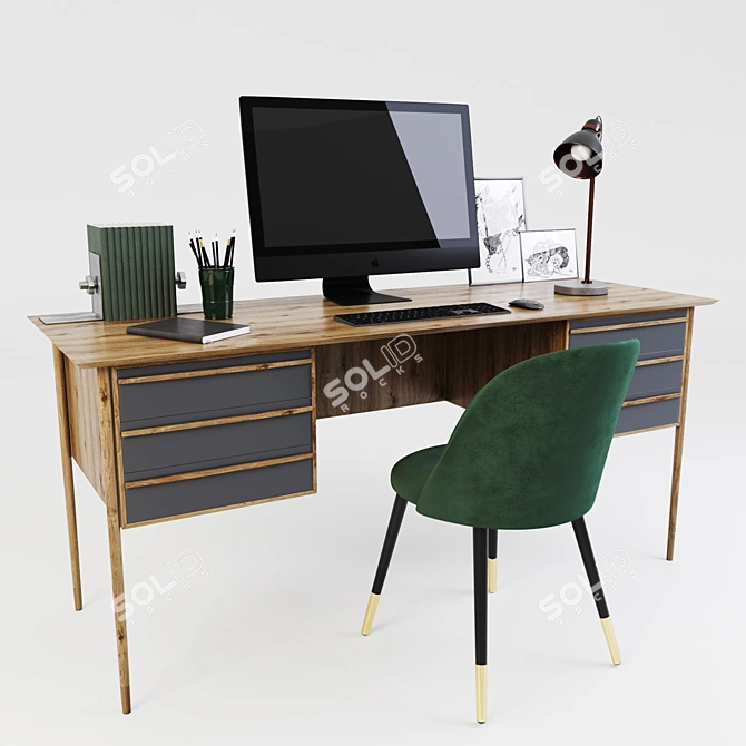 Modern Workstation Set 3D model image 1