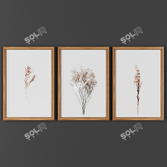 Wooden Frame Picture Set 3D model image 1