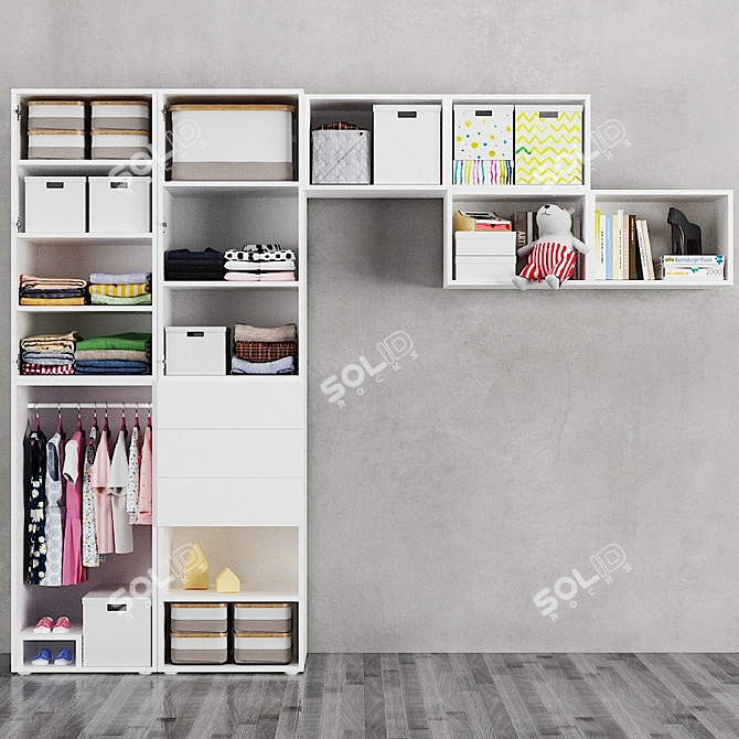 Title: Ophus 2-Door Wardrobe with 3 Drawers 3D model image 4