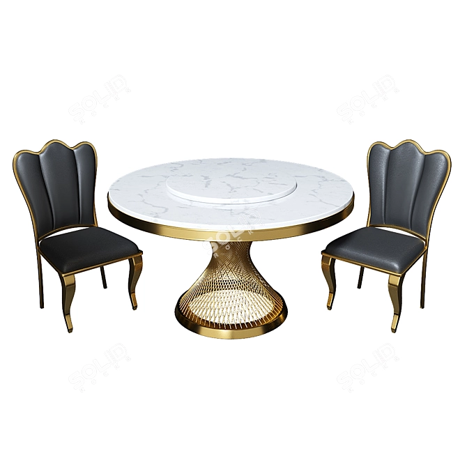 Elegant Dining Set: Table & Chairs 3D model image 1