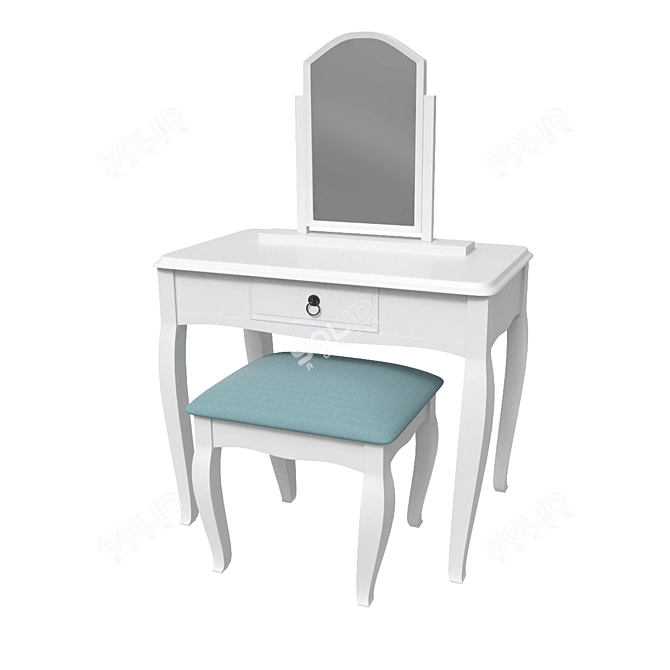 Vintage White Dressing Table 3D model image 2
