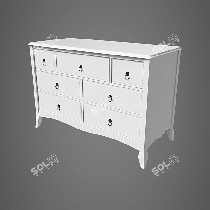 Vintage White Painted Drawers 3D model image 2