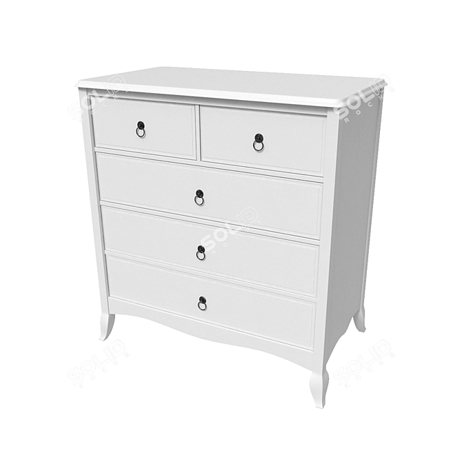 Vintage White Painted Drawers 3D model image 4