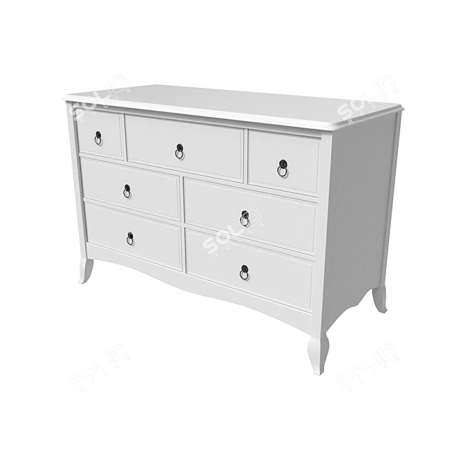 Vintage White Painted Drawers 3D model image 5