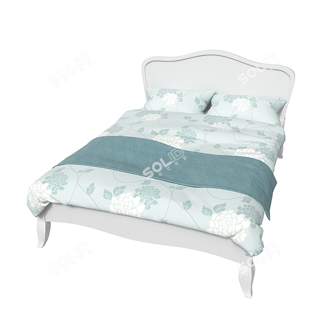 Vintage White Painted Bed 3D model image 2