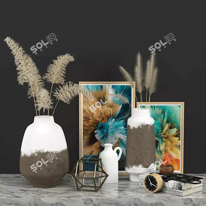 Elegant Pampas Decor Set 3D model image 1