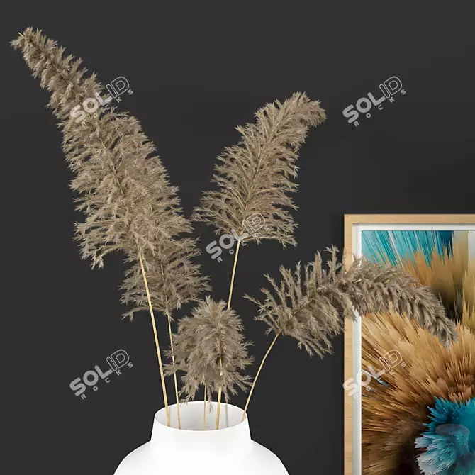 Elegant Pampas Decor Set 3D model image 2