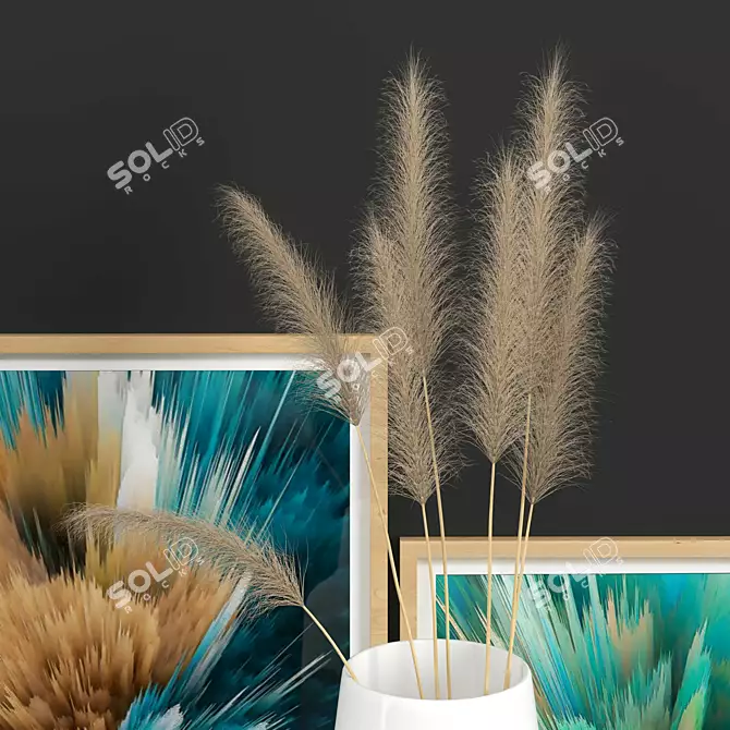 Elegant Pampas Decor Set 3D model image 3