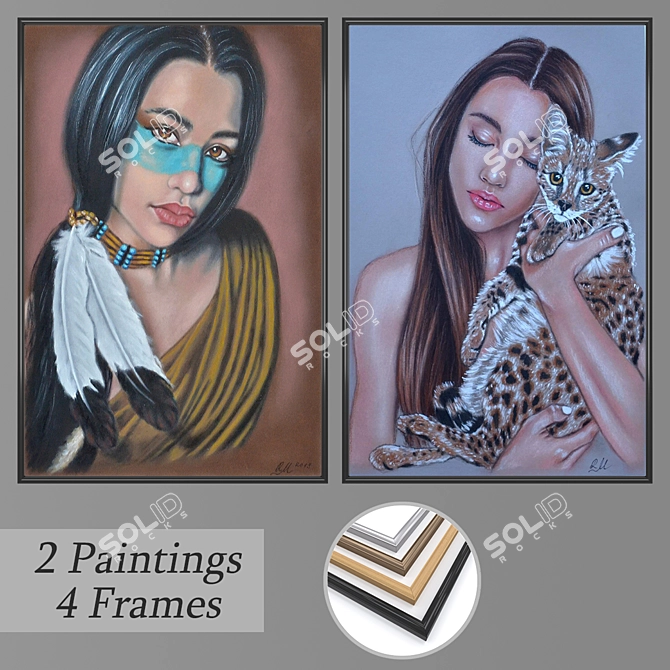 Elegant Wall Art Set with Multiple Frames 3D model image 1