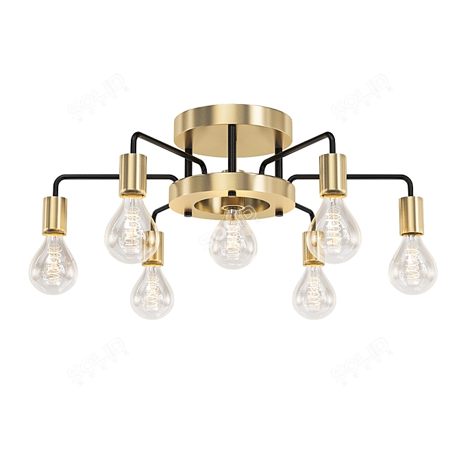 Industrial Gold Ceiling Light 3D model image 1