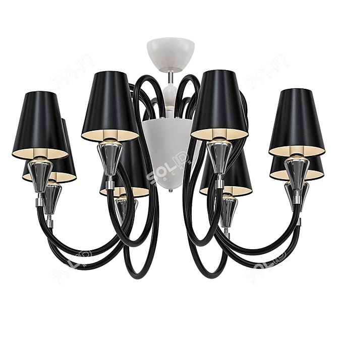 Elegant Black Textile Ceiling Chandelier 3D model image 1