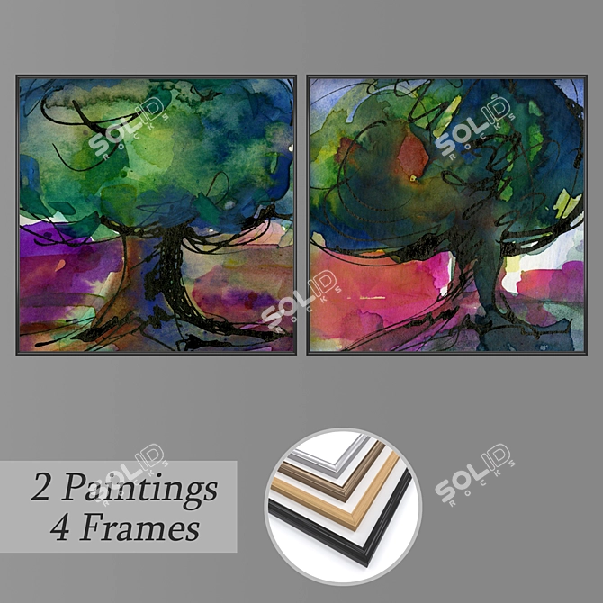 Elegant Wall Art Set with Multiple Frames 3D model image 1