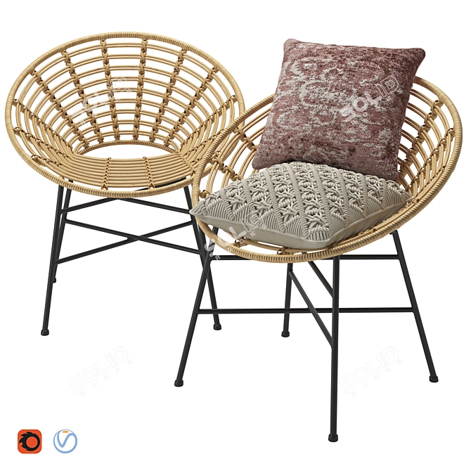 Rattan Comfort Chair - Elegant and Stylish 3D model image 1