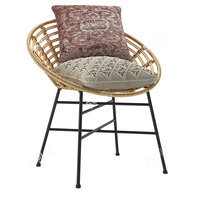 Rattan Comfort Chair - Elegant and Stylish 3D model image 2