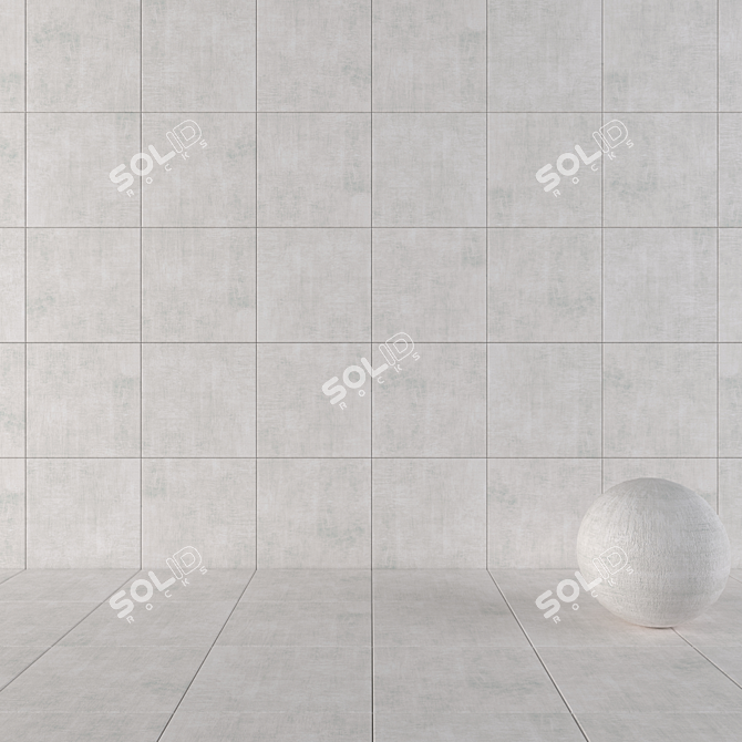 Stylish Concrete Wall Tiles 3D model image 1