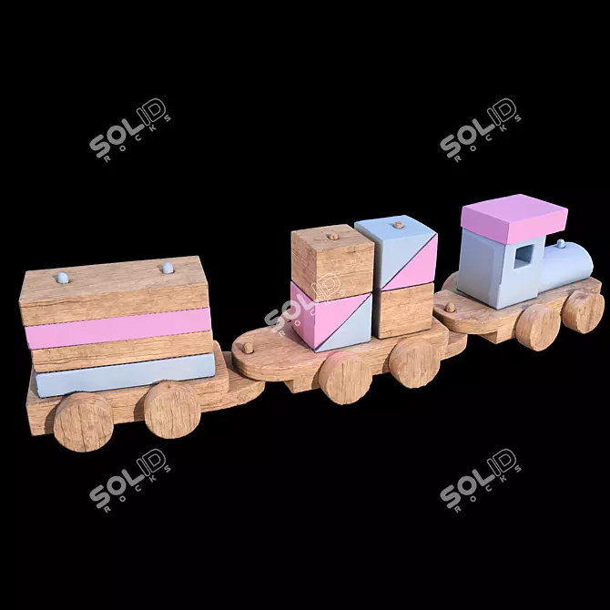 Print-Friendly Train Toy 3D model image 3