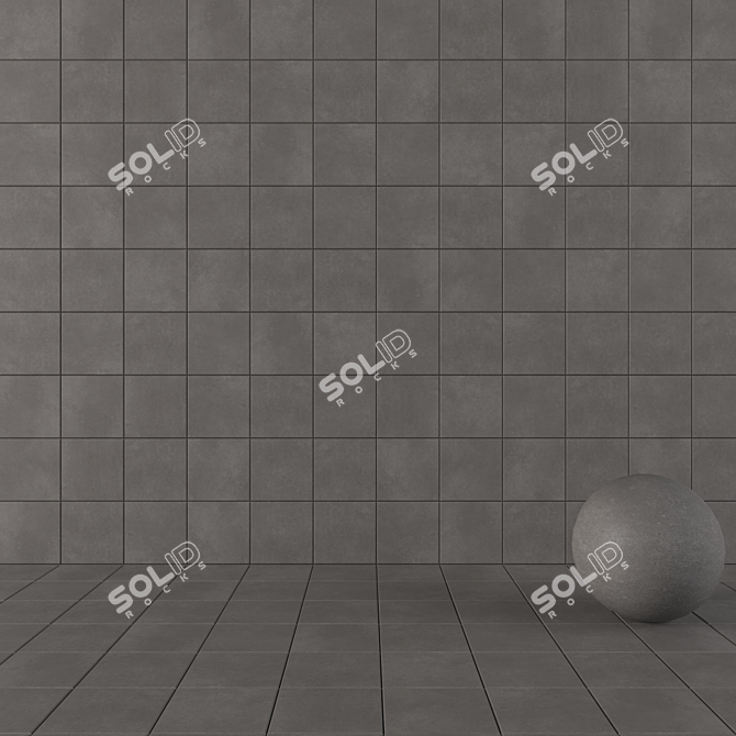 Anthracite Concrete Wall Tiles 3D model image 1