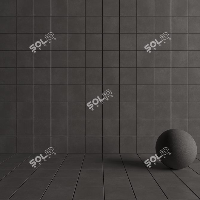 Anthracite Concrete Wall Tiles 3D model image 4