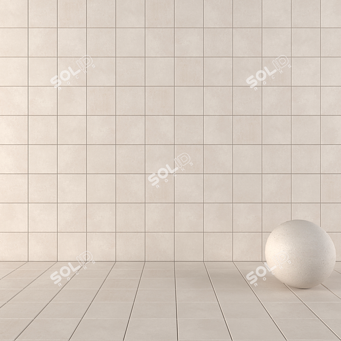 Concrete Core Beige Tiles 3D model image 1