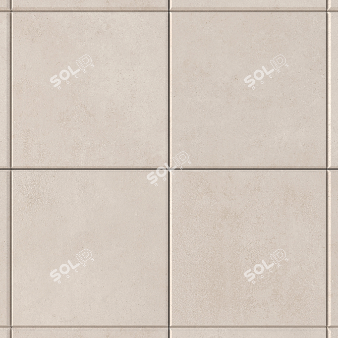 Concrete Core Beige Tiles 3D model image 2