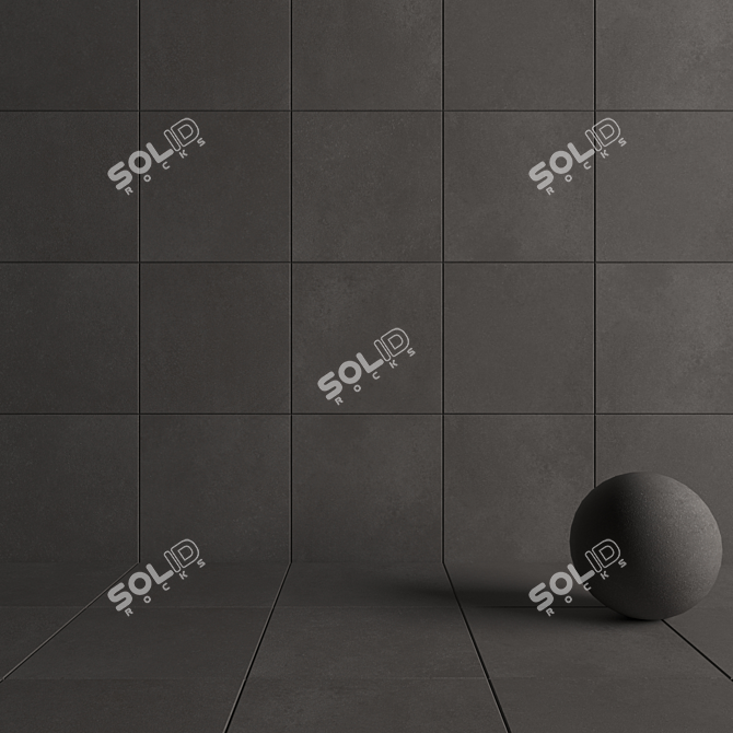 Anthracite Concrete Wall Tiles - Set of 2 3D model image 4