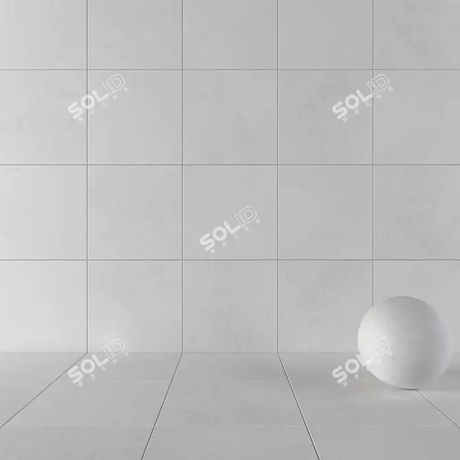 CORE White Concrete Tiles Set 3D model image 1