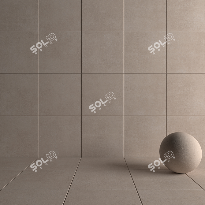 Elegant Beige Concrete Wall Tiles 3D model image 4