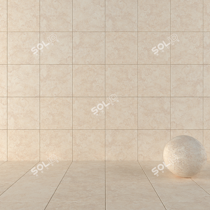 Nirvana Beige Concrete Tiles: Multi-Texture Set! 3D model image 1