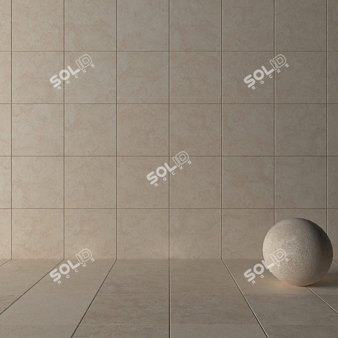 Nirvana Beige Concrete Tiles: Multi-Texture Set! 3D model image 3