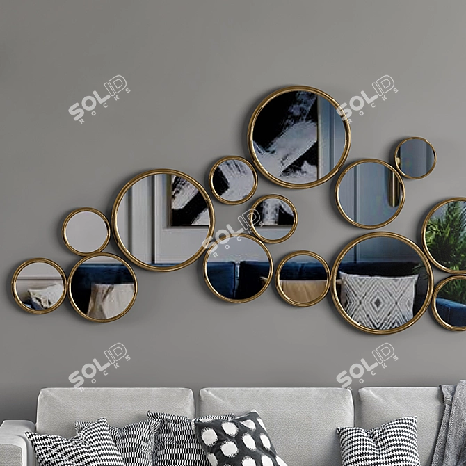 Modern Mirror Wall Decor 3D model image 2