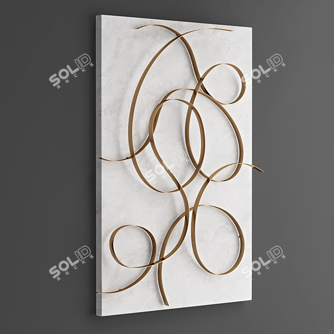 Handcrafted Metal Wall Panel 3D model image 2