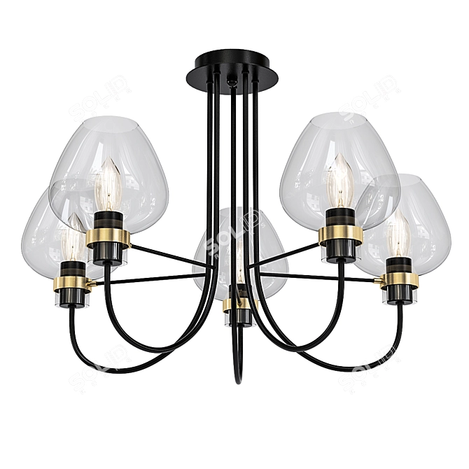 Sleek Black Lumion Ilona Ceiling Chandelier 3D model image 1