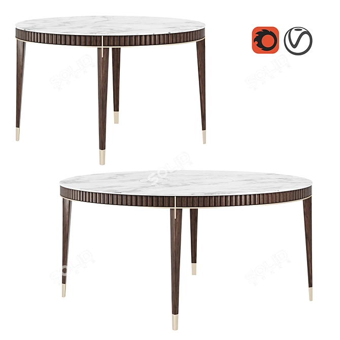 EDEN-ROCK Marble Round Dining Table 3D model image 1