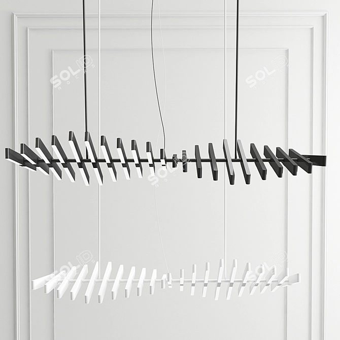 Sleek LED Chandelier, Black & White 3D model image 1