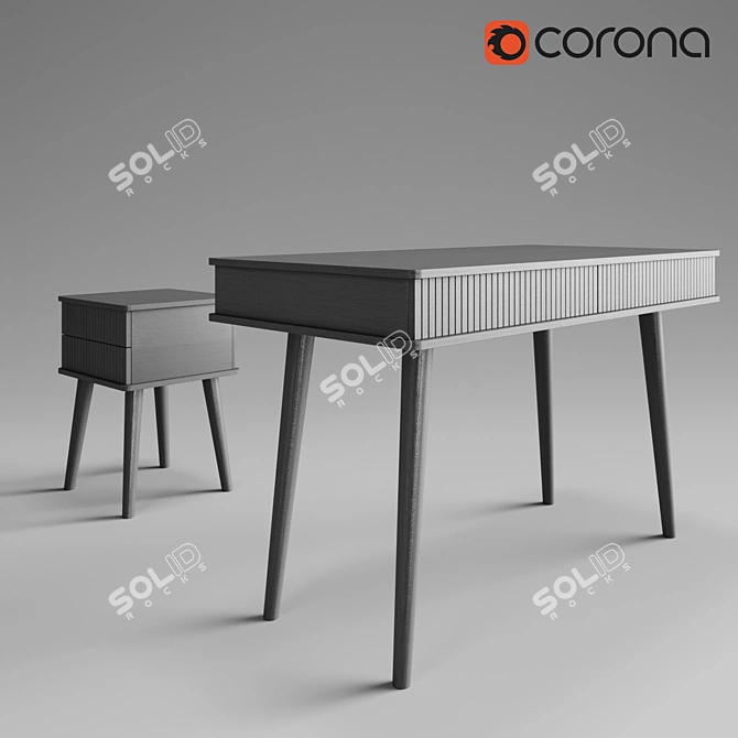 VIVA Writing Desk & Duo Pedestal Stand by LULU Space 3D model image 2
