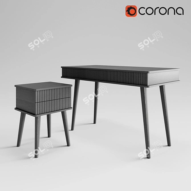 VIVA Writing Desk & Duo Pedestal Stand by LULU Space 3D model image 5